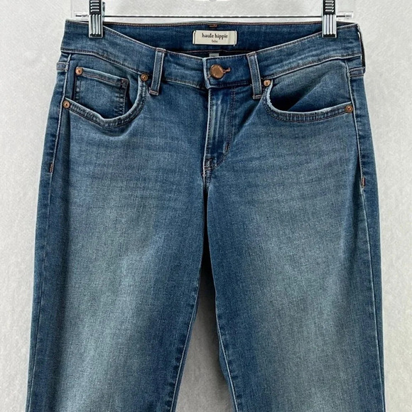 Haute Hippie Tribe Jeans Womens Size 0 Low Rise Skinny Medium Washed Denim Blue - Picture 3 of 11